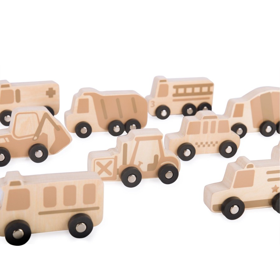 Educational Toys Guidecraft | Mini Wooden Trucks - Set Of 10