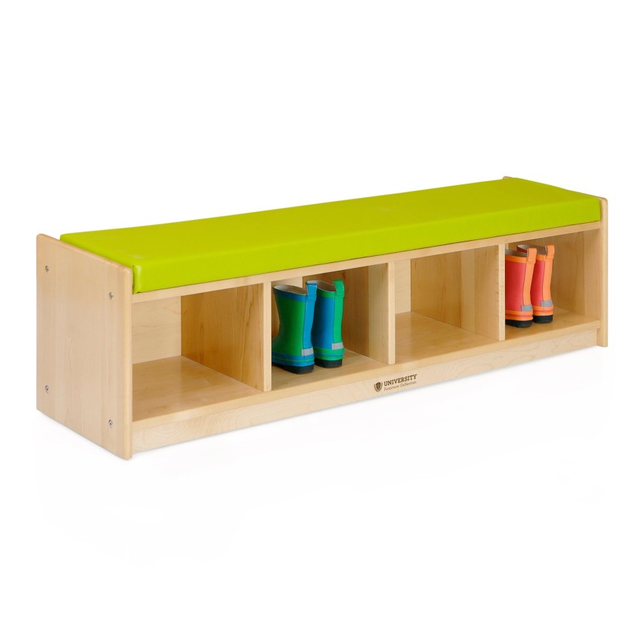 Classroom Furniture Guidecraft | Maple 4-Section Bench Cubby